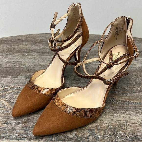 Liz Claiborne HEIDI Pointed Toe Ankle Strap Heels Size 9.5 - Picture 1 of 8